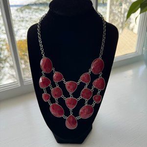 Charming Charlie Red Statement Necklace & Earring Set